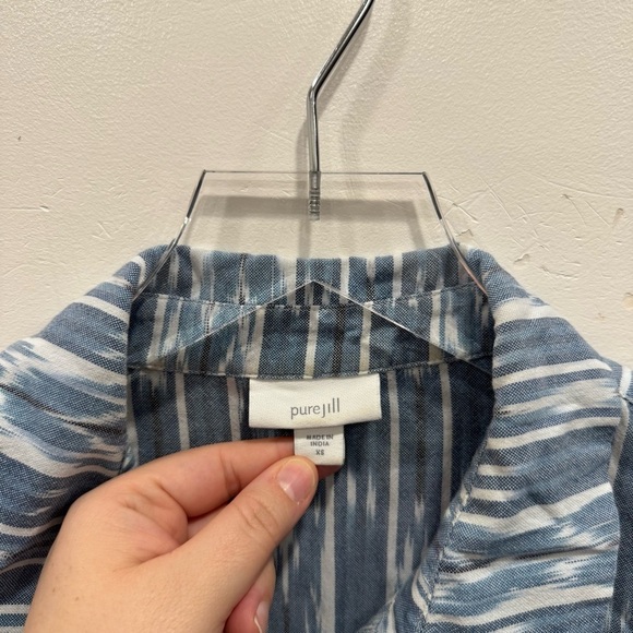 Pure J. Jill Printed Button Down Long Sleeve Tunic Shirt X-Small Cotton - Picture 4 of 7